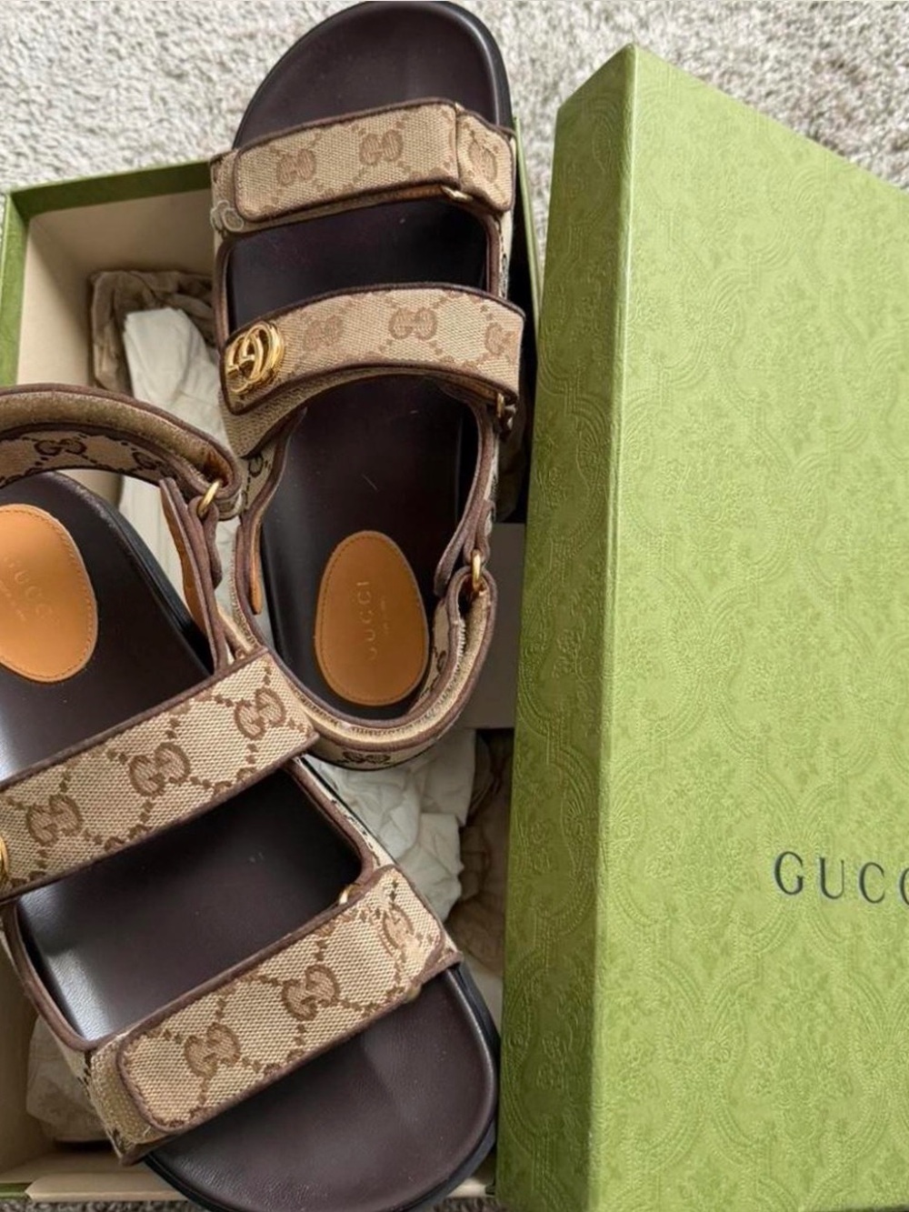 AUTHENTIC Gucci Double G Canvas Sandals